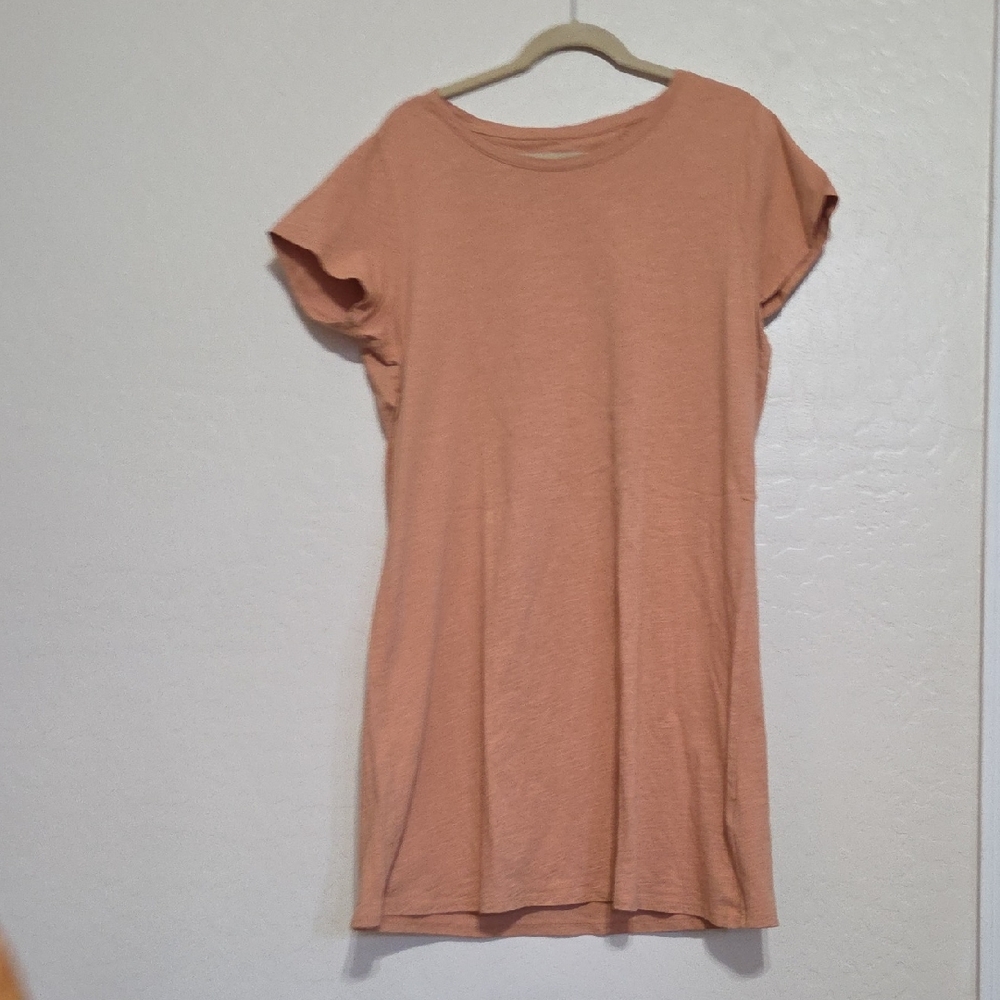 Daily Ritual Peach-Orange Short Sleeve Midi Tunic